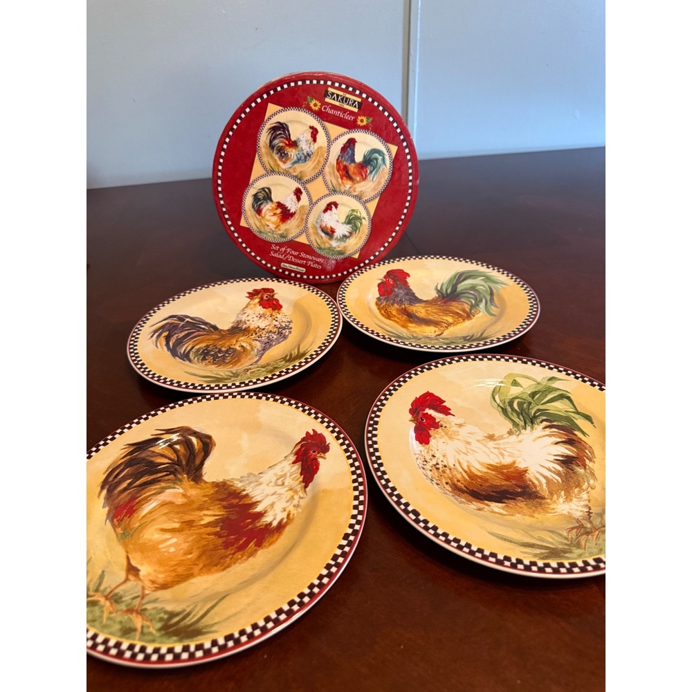 Sakura Table Chanticleer Rooster Salad Dessert Plates Set of 4 Sally Eckman